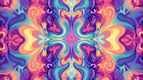 Abstract fluid rainbow wallpaper design file showing psychedelic swirls and color flow pattern