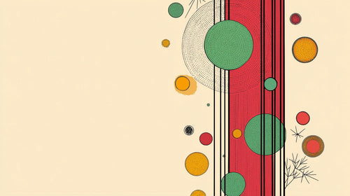 Abstract geometric circle design file showing detailed red and green pattern with golden accents