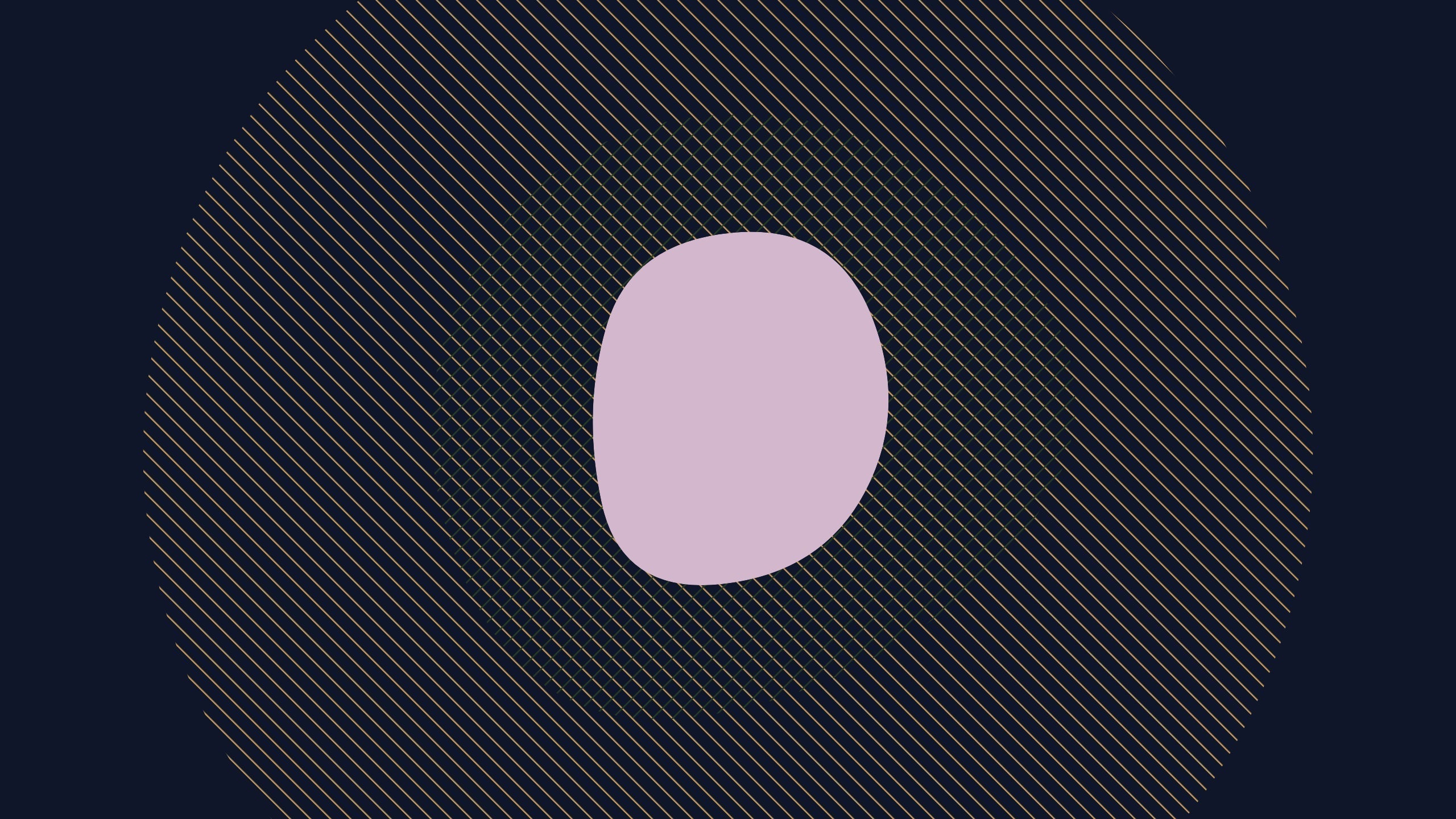 Pink geometric moon wallpaper in a modern living room with grey sofa and golden accents showing perfect harmony