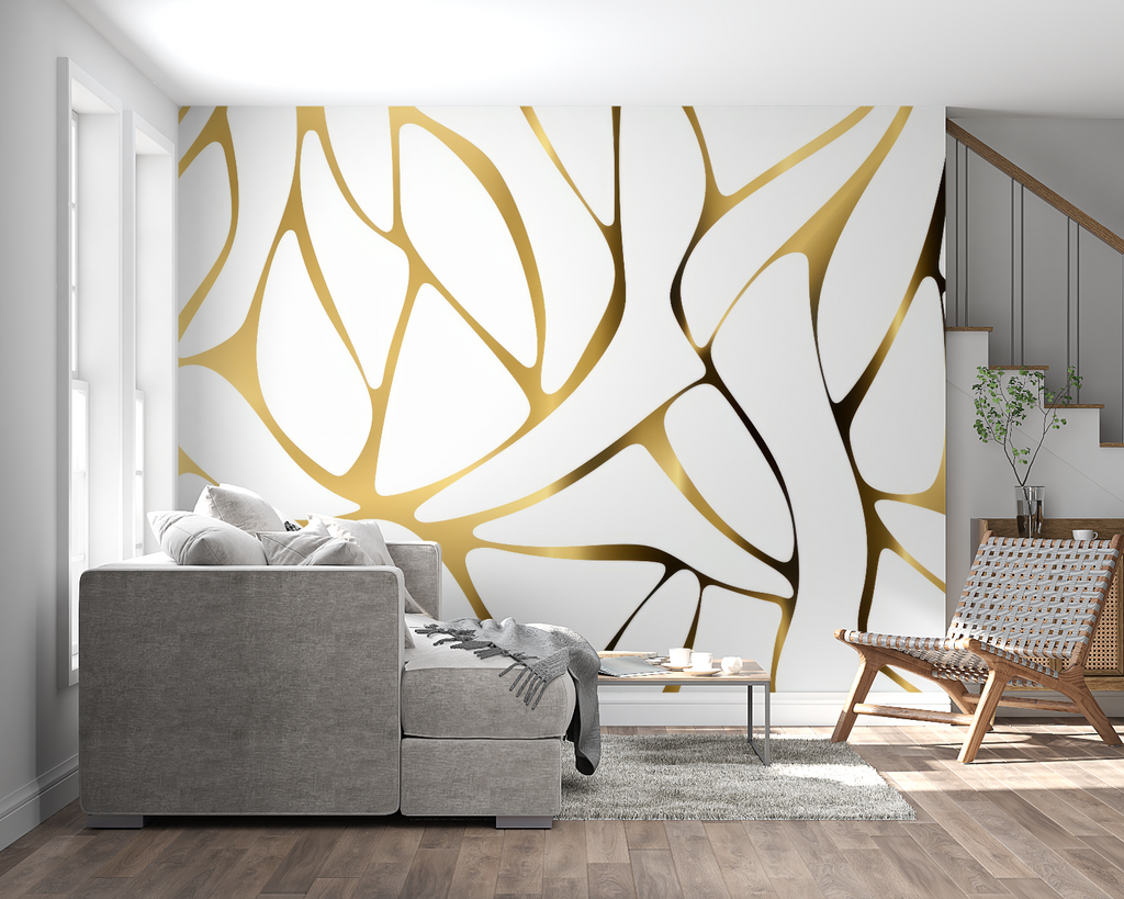 Abstract geometric wallpaper styled in hotel lobby entrance
