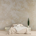 Modern living room with Abstract Golden Beige Textured Wallpaper creating a warm, sophisticated atmosphere