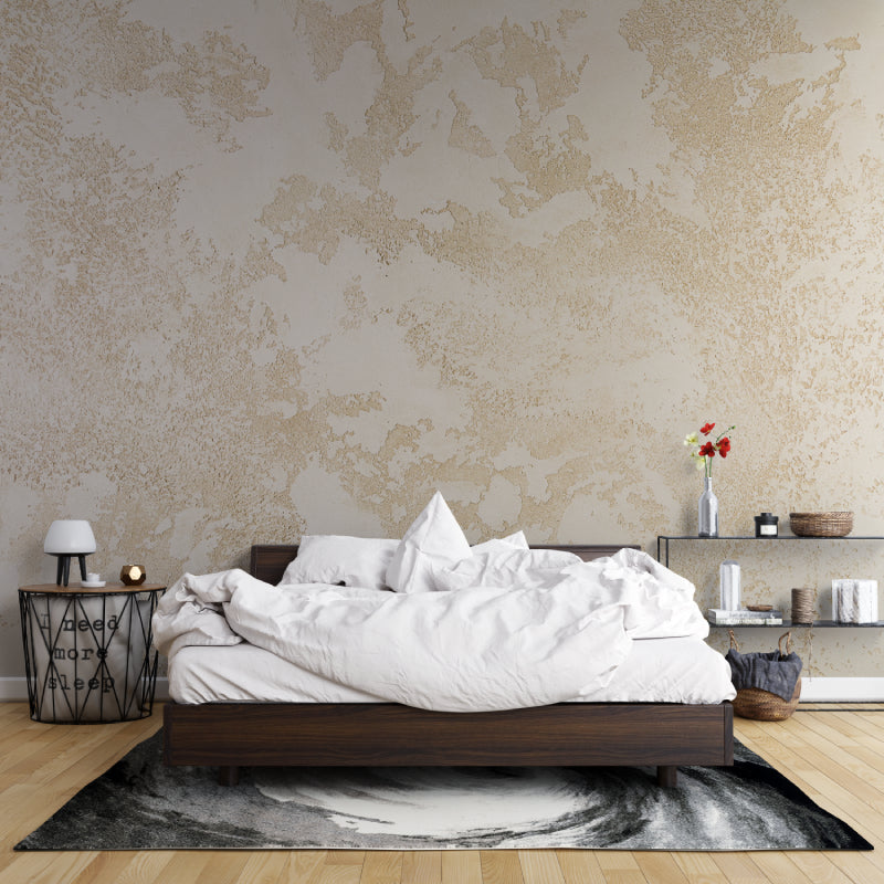 Dining room showcasing Golden Abstract Wall Mural in natural daylight