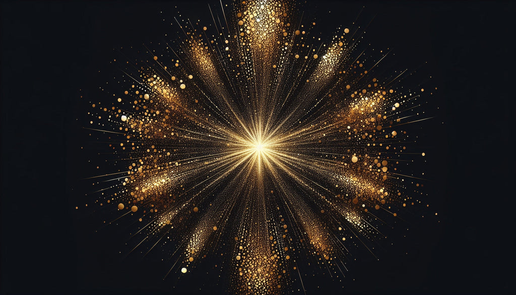 Black and gold abstract starburst design file showing intricate golden rays pattern