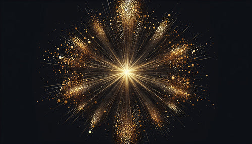 Black and gold abstract starburst design file showing intricate golden rays pattern