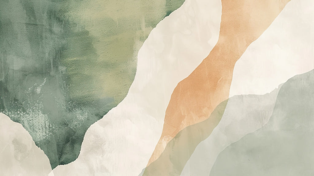 Design file of abstract wave pattern with flowing green and terracotta colors