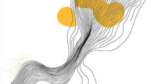 Abstract line art wallpaper design file showing black lines and yellow geometric shapes on white background