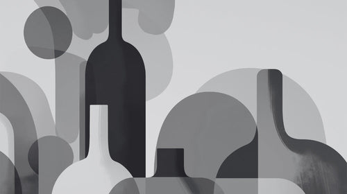 Abstract bottle wallpaper design file showing elegant grey silhouettes on white background