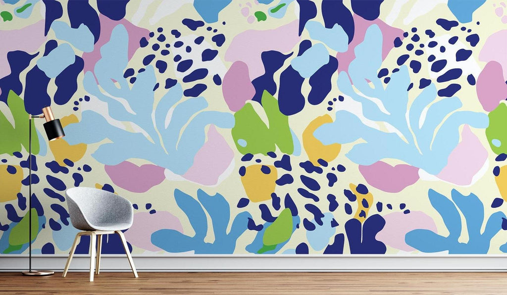 Contemporary floral pattern wallpaper bringing artistic flair to a modern bedroom space