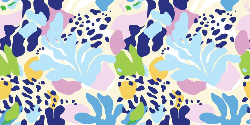 Abstract floral design file showing detailed pattern of organic shapes in blue and pink