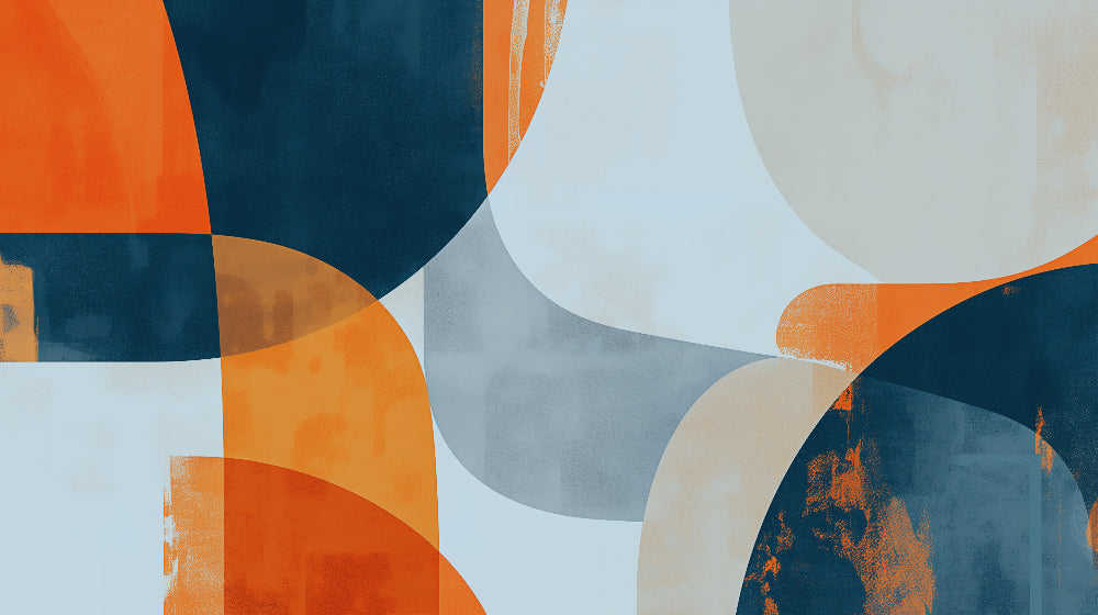Abstract geometric pattern design file showing curved shapes in orange and navy blue