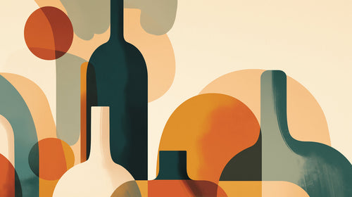 Abstract geometric design file showing overlapping shapes in terracotta and forest green