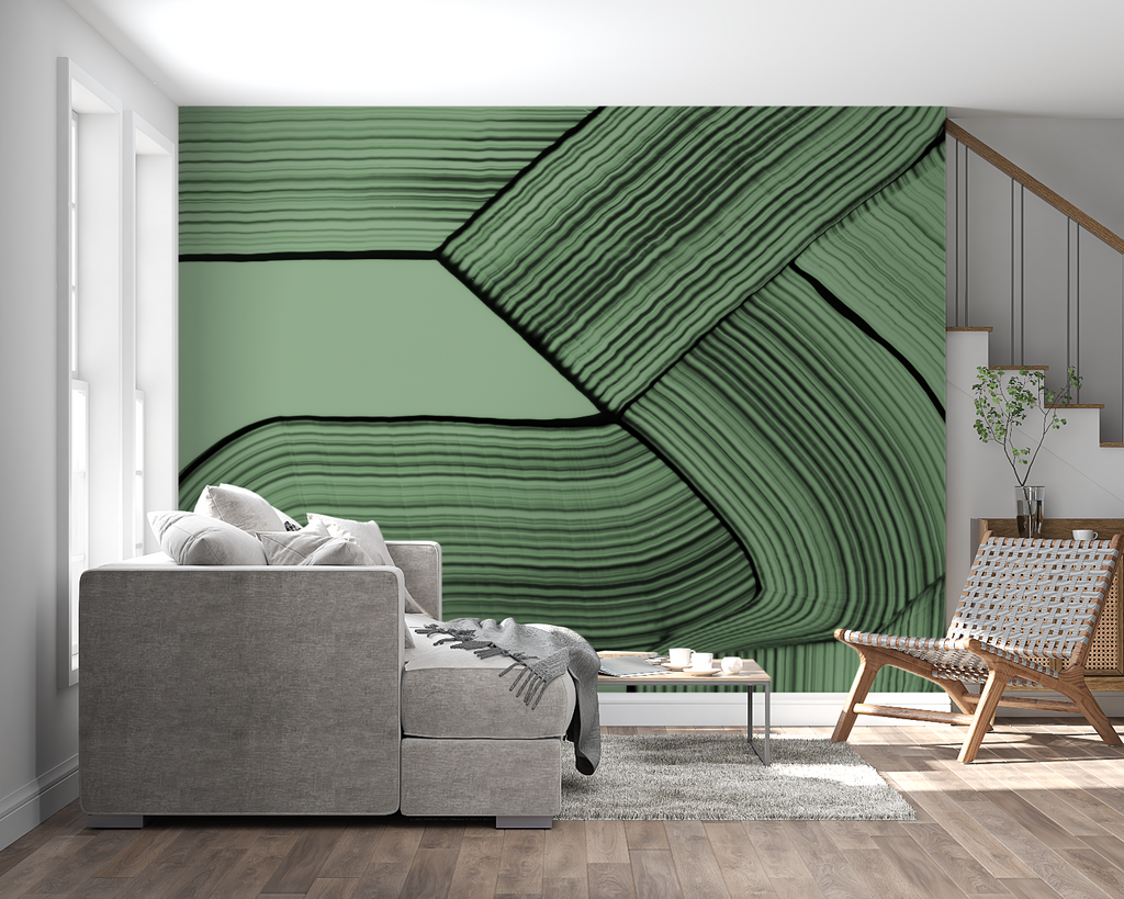 Modern green line pattern transforming a trendy restaurant interior