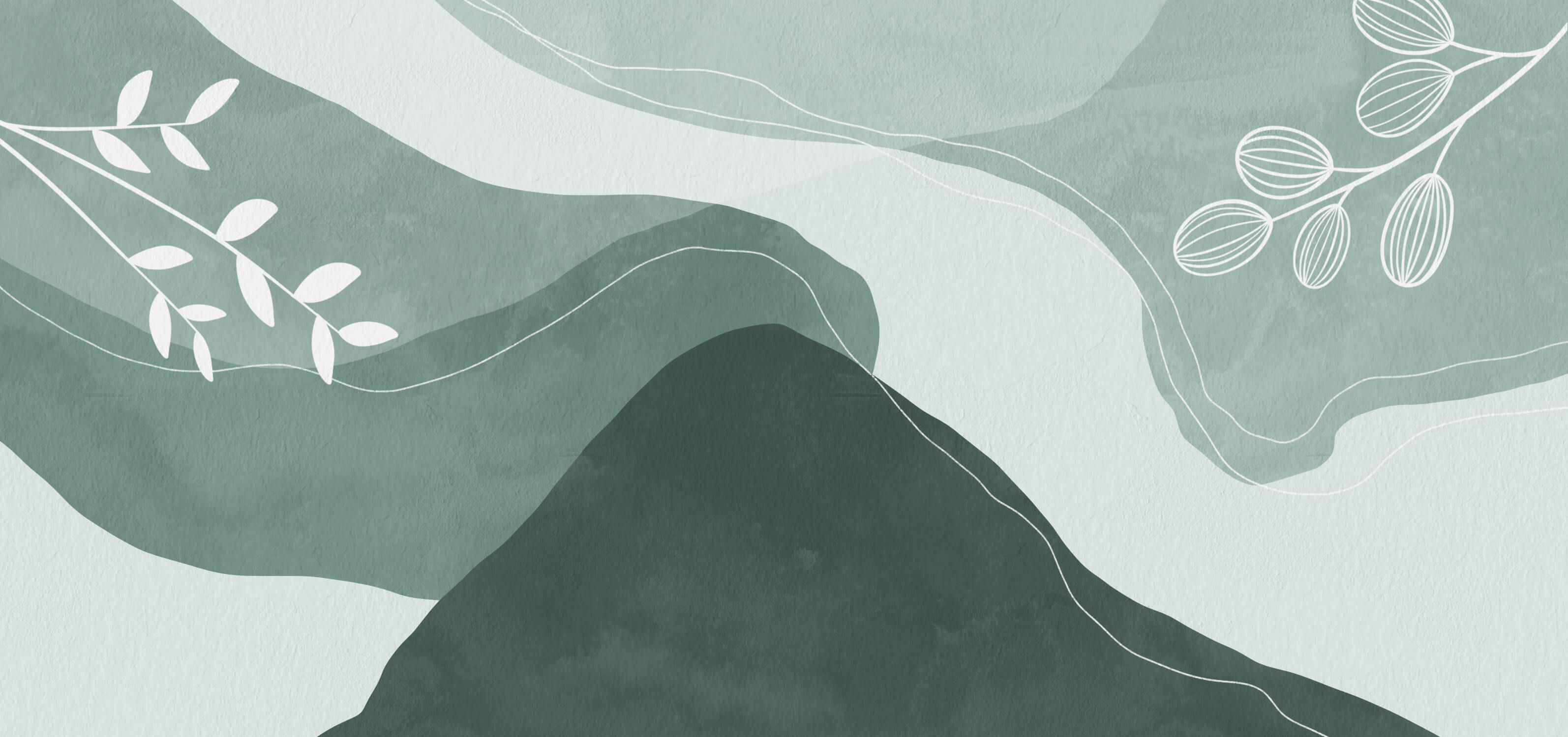 Design file showing flowing green mountain abstract pattern with gentle curves and gradients