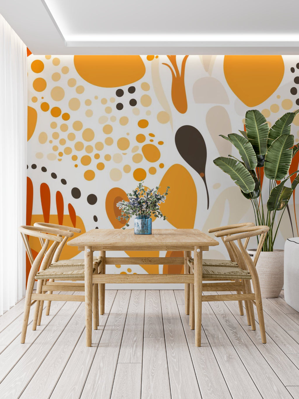Orange Geometric Pattern featured in contemporary hallway setting