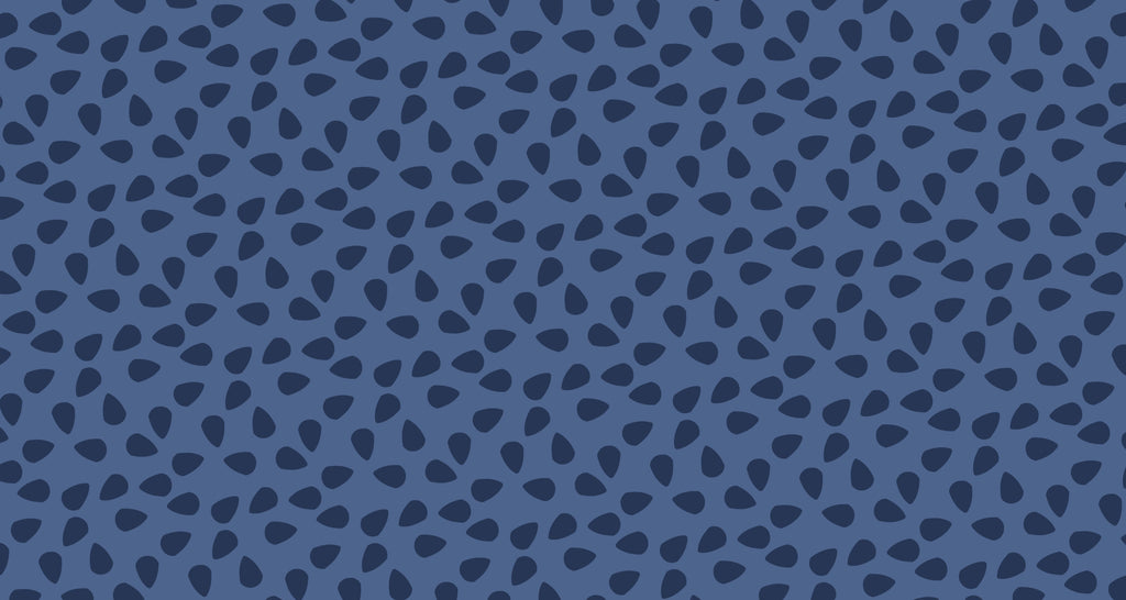 Abstract organic pattern design file showing navy blue teardrop motifs and flowing shapes