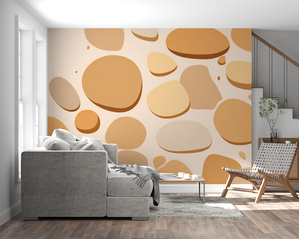 Contemporary pebble design wallpaper enhancing a modern home office space