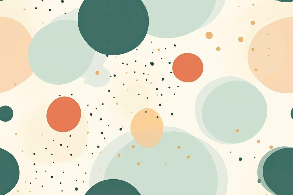 Abstract circle wallpaper design file showing mint green, terracotta and beige dots pattern