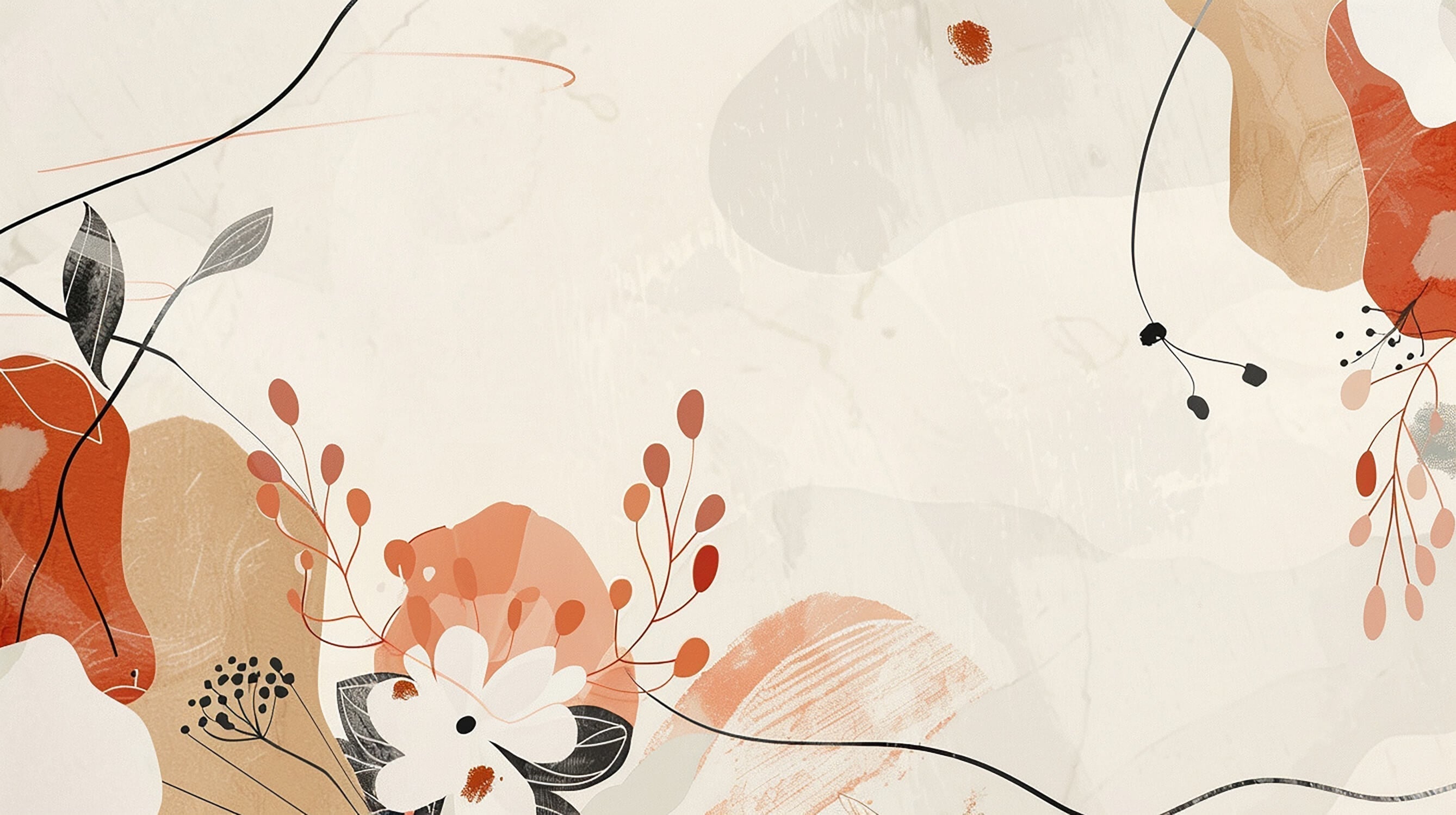 Design file of abstract terracotta wallpaper with organic flowing lines pattern