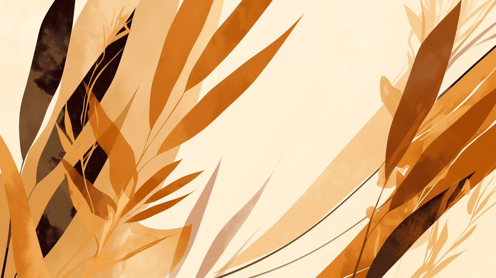 Abstract terracotta leaves wallpaper design file showing flowing botanical shapes on beige background