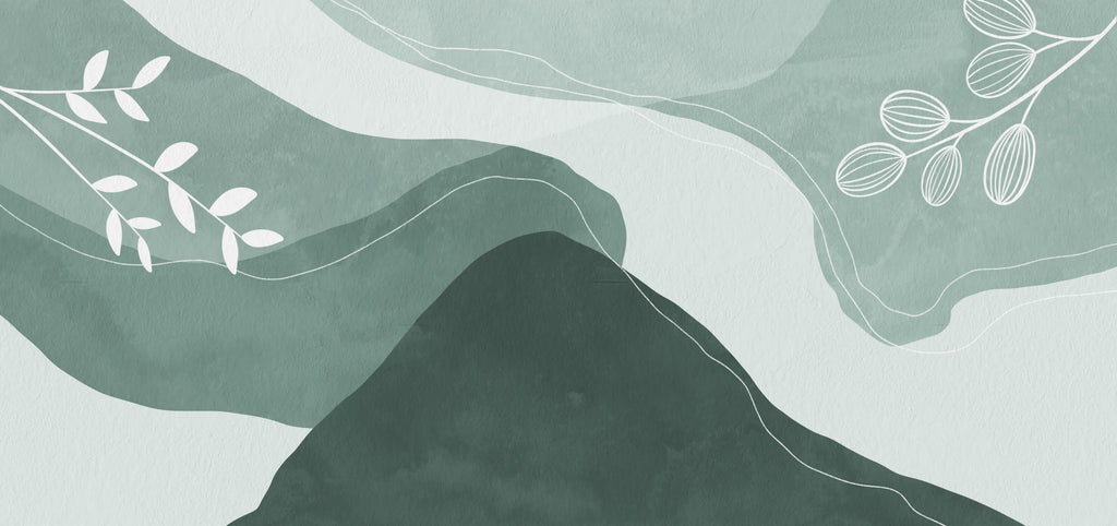 Abstract Mountain Curves design file showing gentle sage green flowing lines pattern