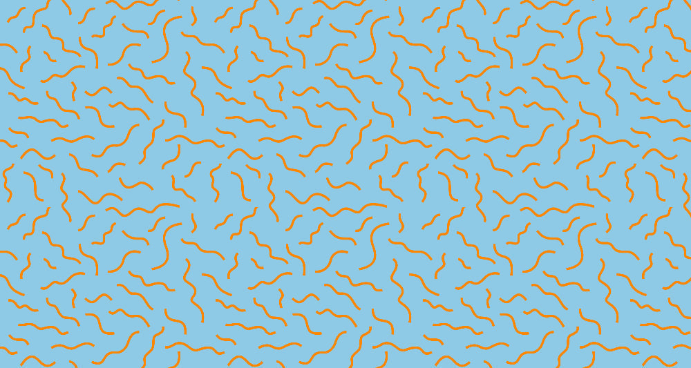Orange wave pattern design file showing flowing curves on sky blue background