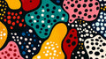 Abstract polka dot pattern wallpaper creating a bold statement in a modern living room with natural light