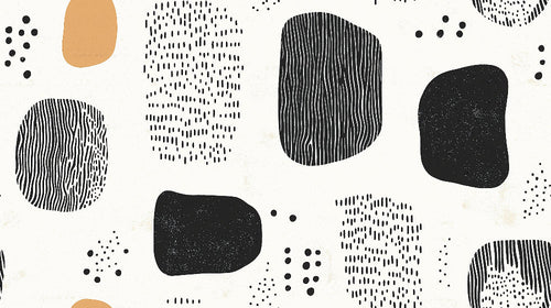 Abstract Geometric Wallpaper design file showing organic shapes and linear patterns in black and terracotta