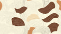 Abstract wave wallpaper mural in earth tones creating a cozy atmosphere in a modern living room with minimal furniture