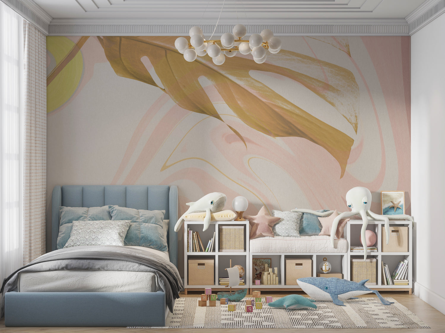 Abstract pink marble design displayed in boutique entrance