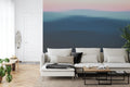 Abstract gradient wallpaper in modern living room creating serene atmosphere with sunset colors