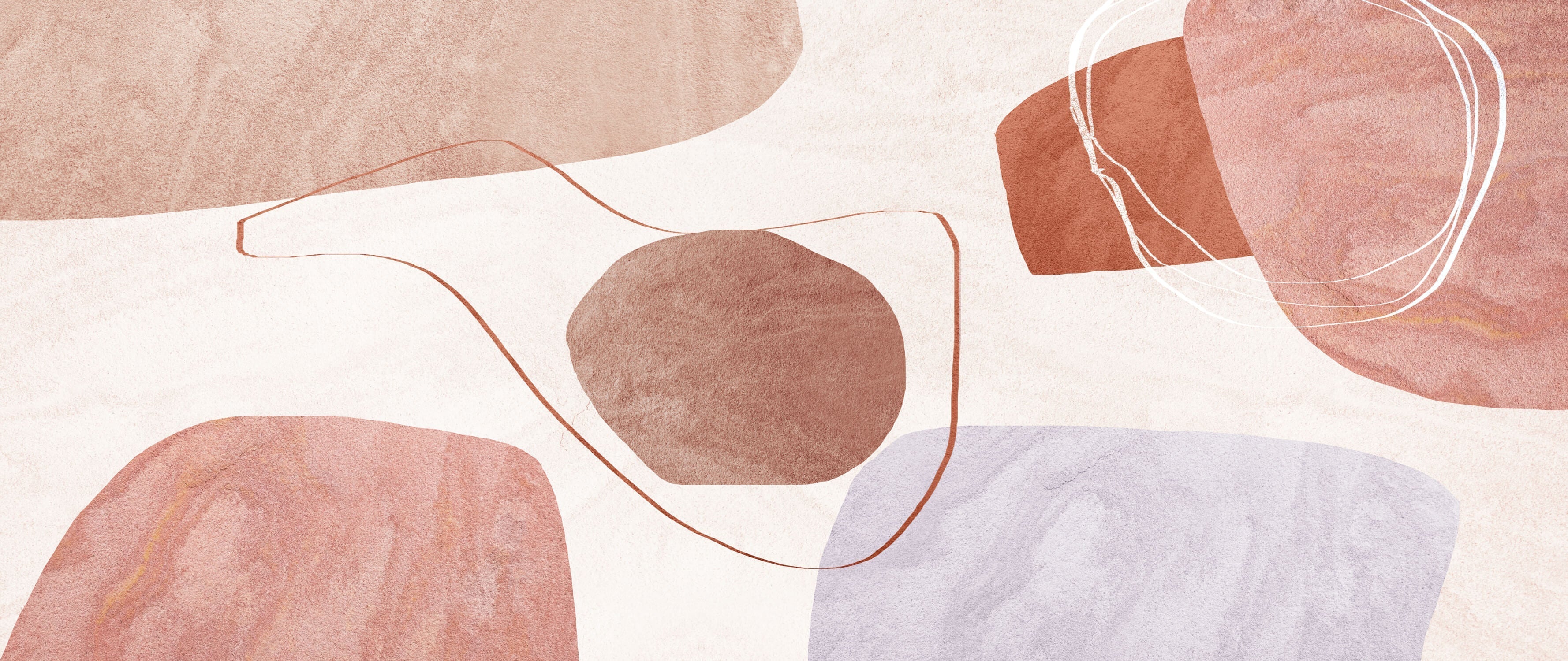 Design file showing flowing geometric shapes in terracotta and beige tones