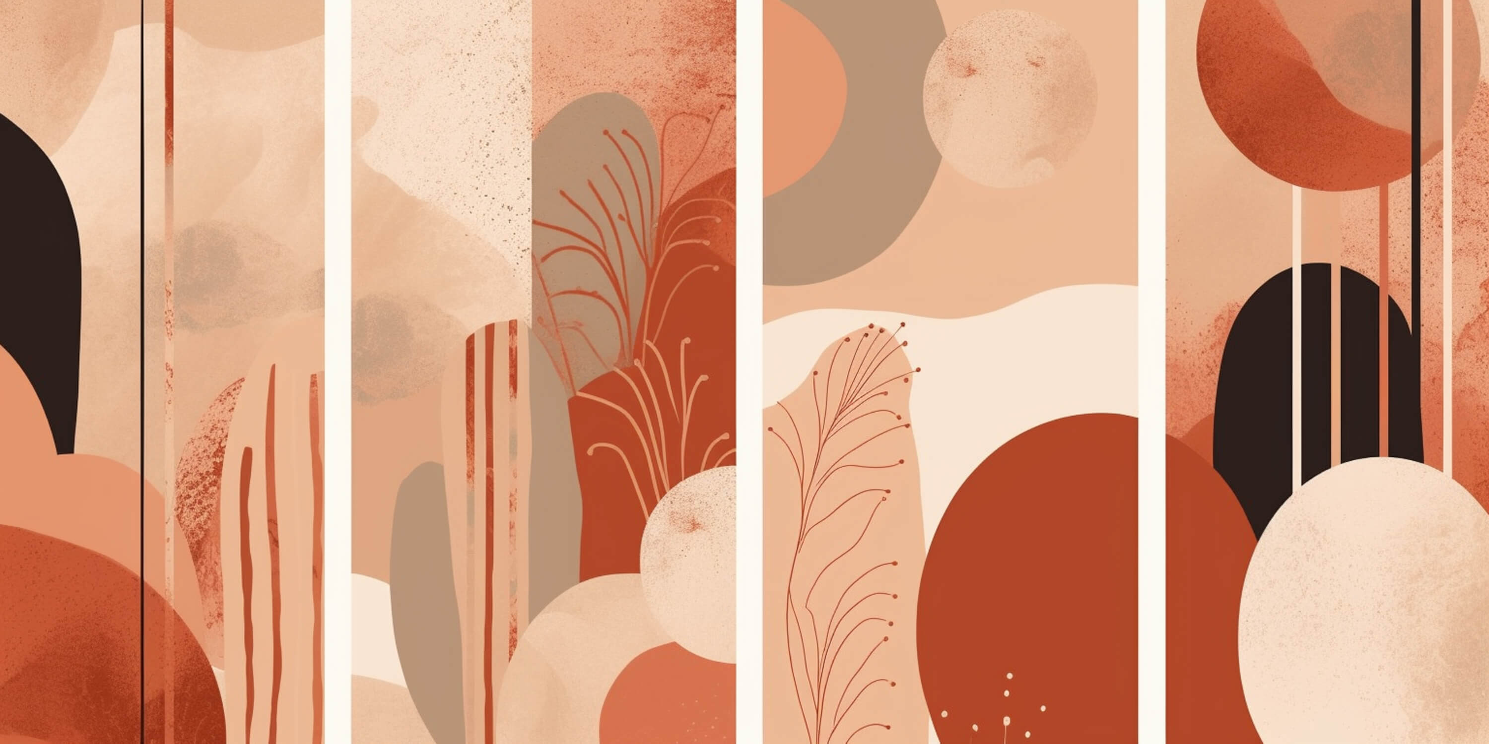 Design file showing terracotta abstract pattern with flowing curves and floral elements