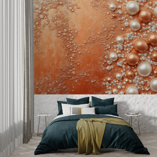 Pearl effect abstract wallpaper bringing depth to a cozy dining room