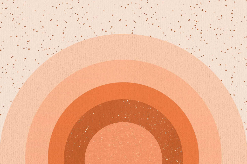 Design file of abstract sunset wallpaper showing full terracotta gradient pattern with scattered dots