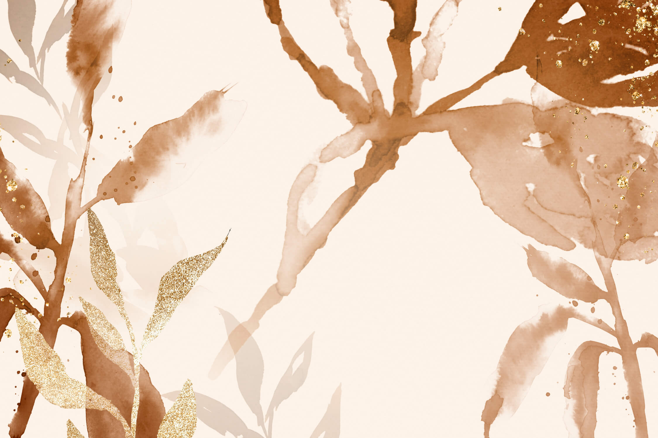 Terracotta abstract wallpaper design file showing watercolor pattern with gold leaf details