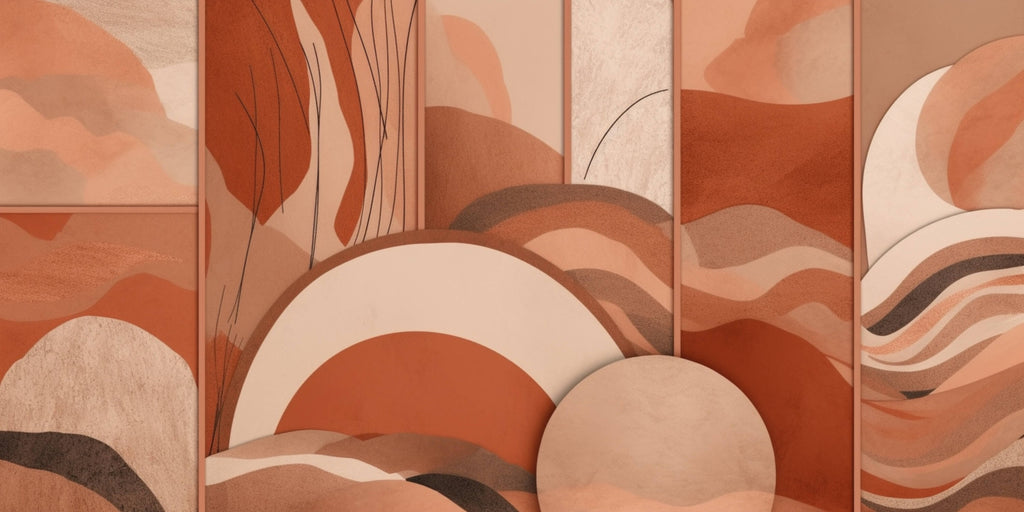 Terracotta waves abstract wallpaper design file showing flowing pattern and warm earth tones