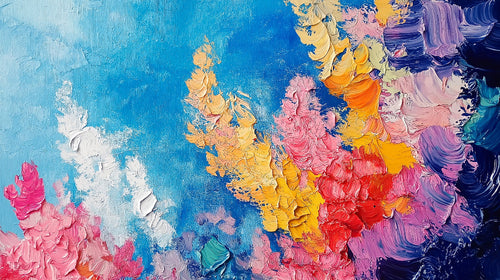 Abstract wallpaper design file showing detailed oil paint texture pattern with rich color blends