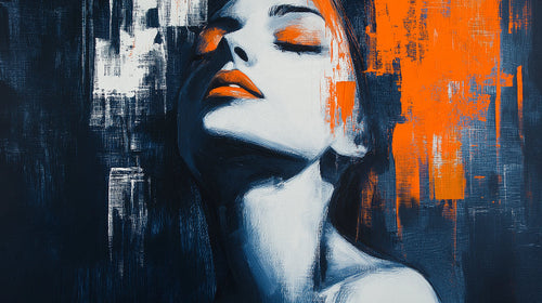 Abstract portrait wallpaper design file showing blue and orange artistic pattern