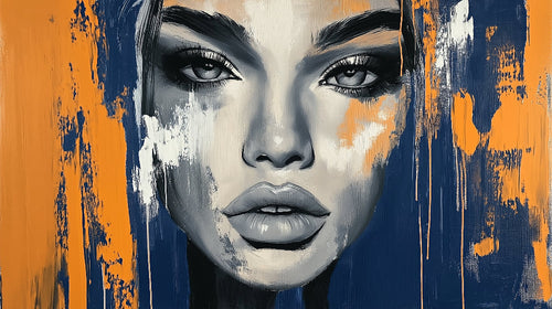 Abstract Portrait Wallpaper design file showing detailed navy and orange artistic pattern