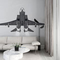 Modern Airplane Line Art Wallpaper showcased in a minimalist home office with clean white walls and modern furniture