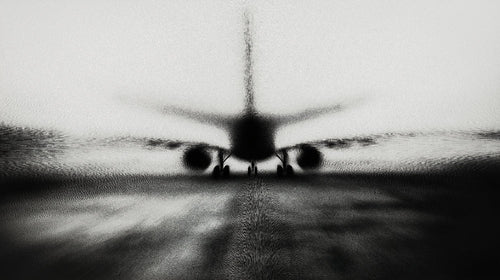 Black and white airplane wallpaper design file showing detailed motion blur effect and contrast