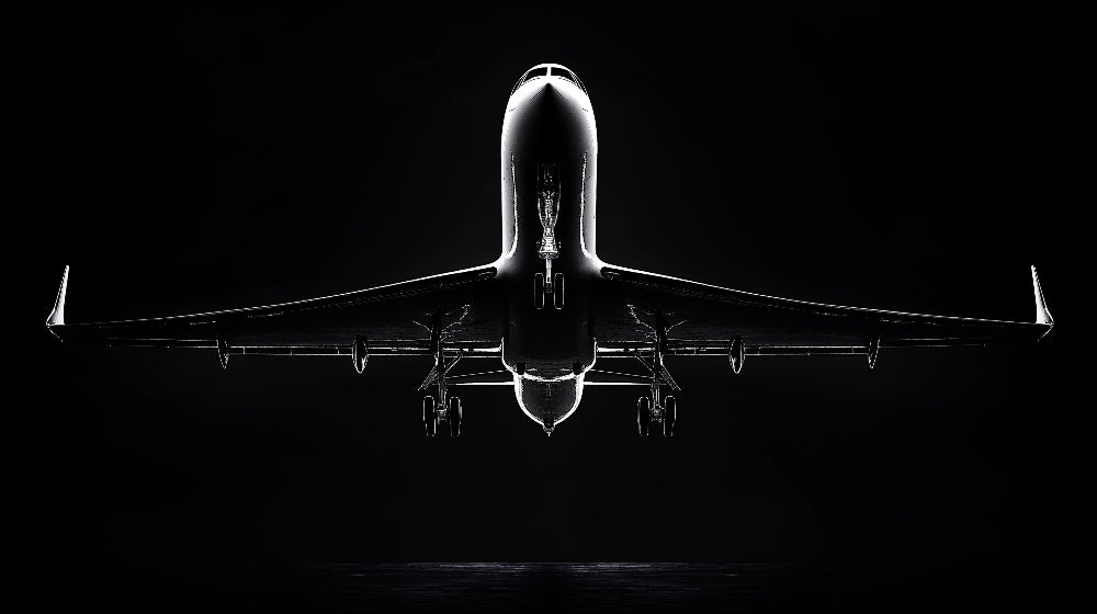 Black and white airplane wall mural design file showing detailed aviation photography pattern