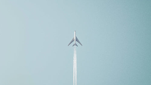 Minimalist airplane wallpaper design file showing clean lines and powder-blue sky pattern
