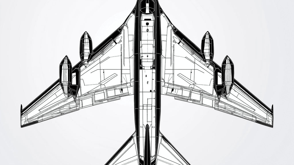 Airplane blueprint design file showing detailed technical drawing in black and white