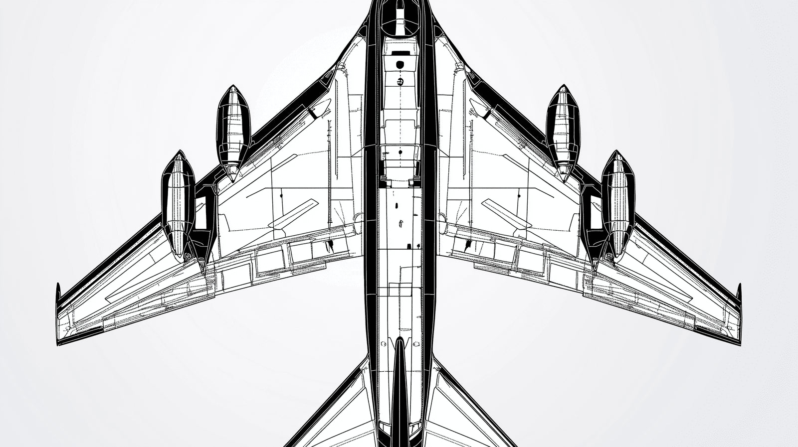 Airplane blueprint design file showing detailed technical drawing in black and white