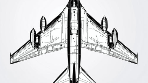 Airplane blueprint design file showing detailed technical drawing in black and white