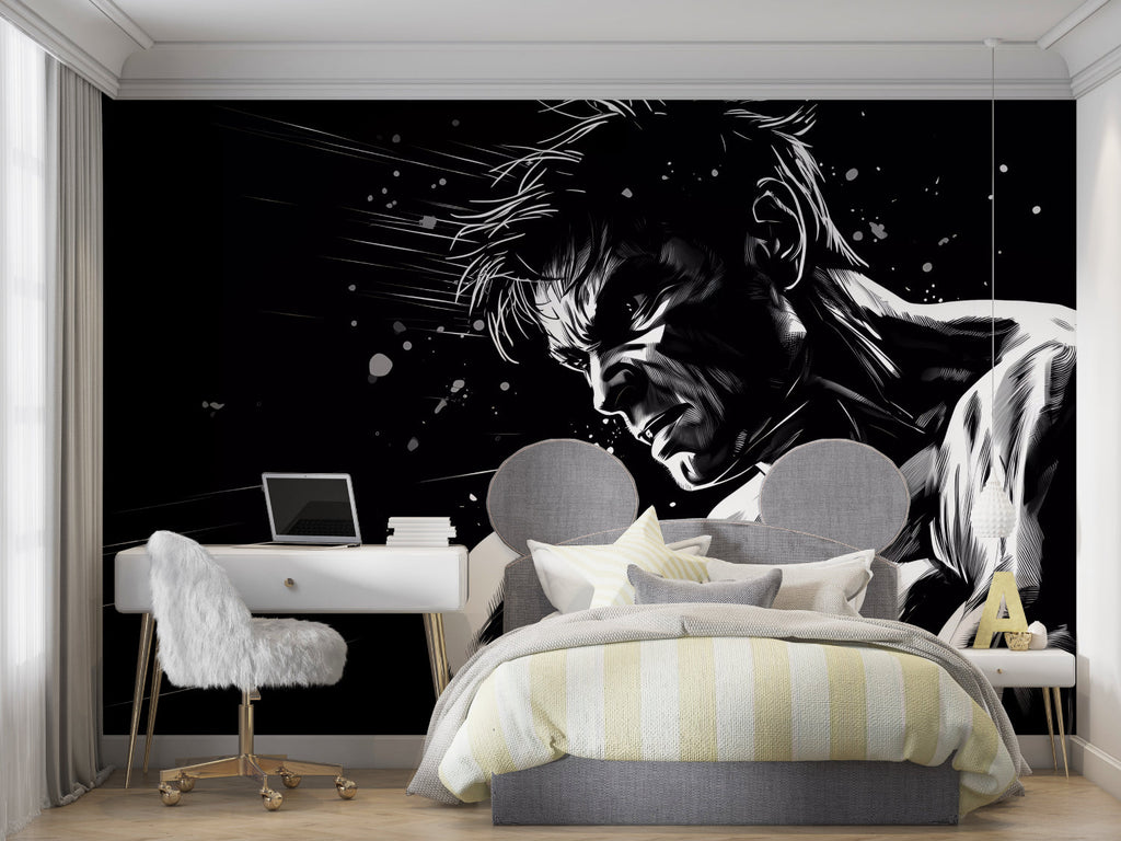 Anime boxing wallpaper creating bold statement in home gym space