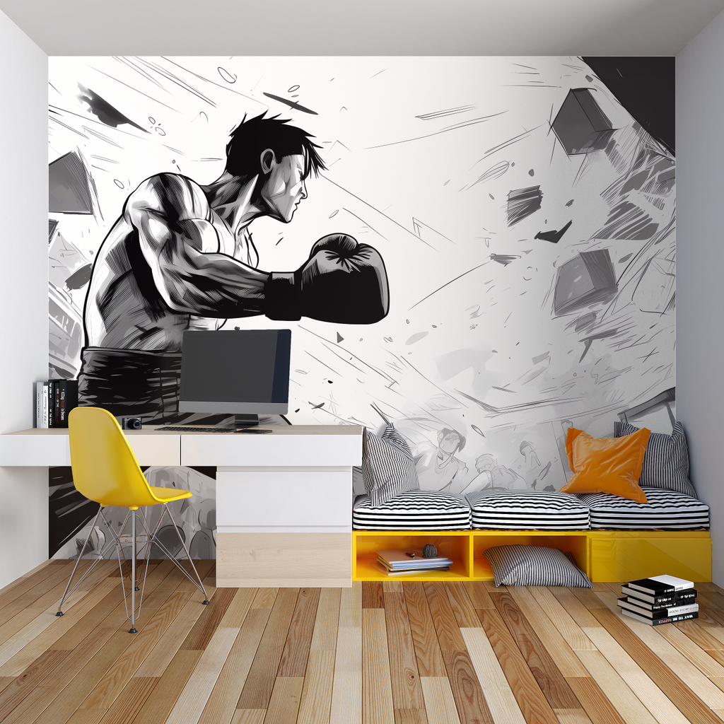 Sports themed anime wallpaper bringing energy to modern office space