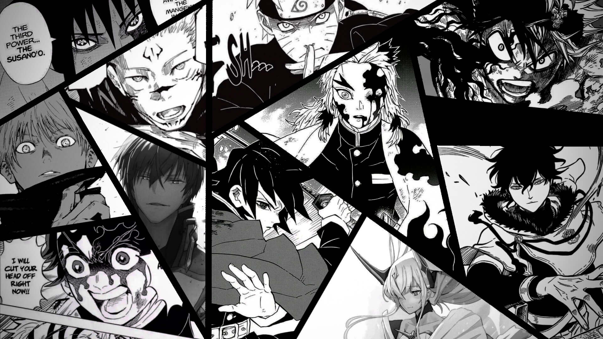 Design file showing detailed black and white manga comic pattern with dynamic panel layout