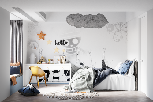 Manga wall mural creating bold statement in gaming room setup